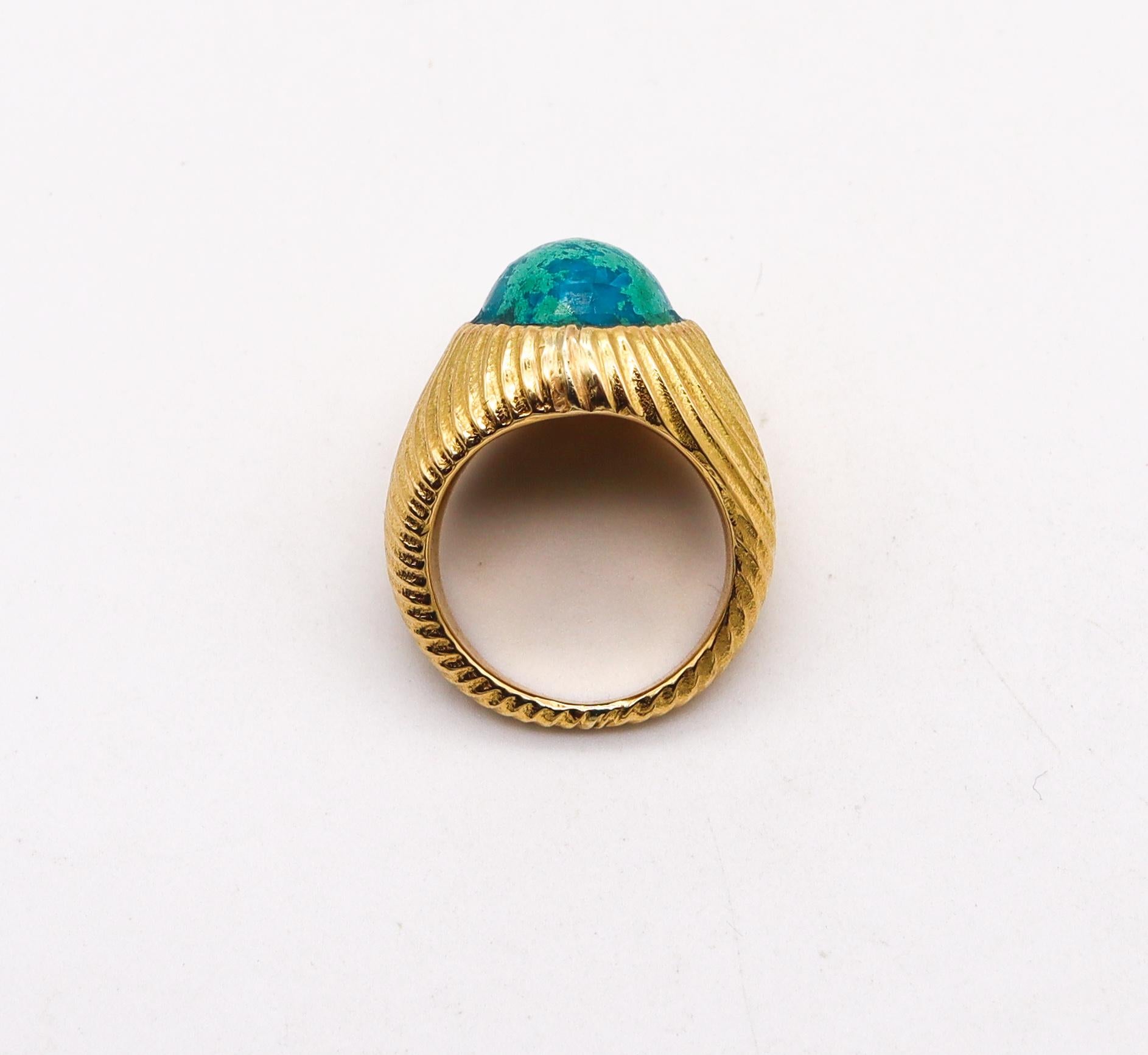 Women's or Men's Tiffany & Co. 1970 Schlumberger Large Cocktail Ring in 18Kt Gold & Azurmalachite