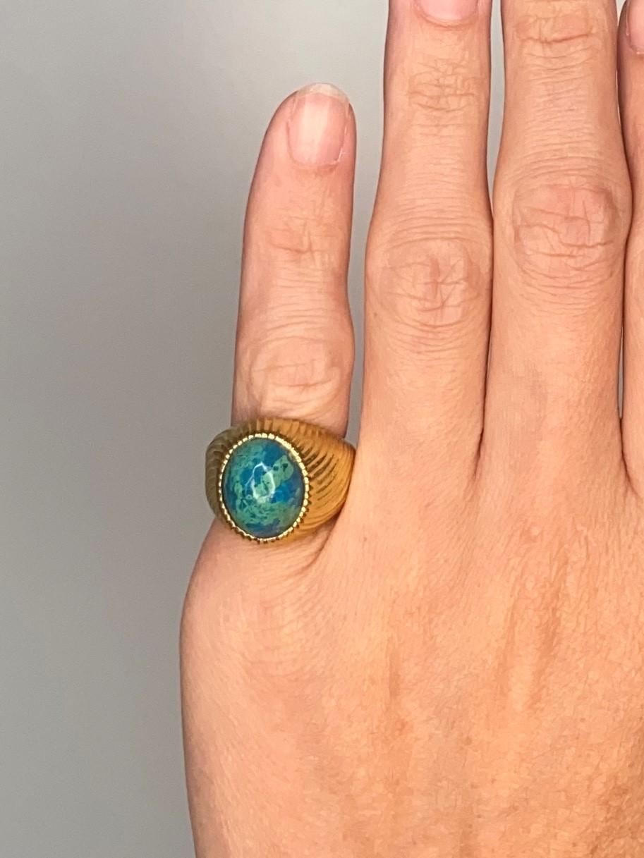 Tiffany & Co. 1970 Schlumberger Large Cocktail Ring in 18Kt Gold & Azurmalachite 1