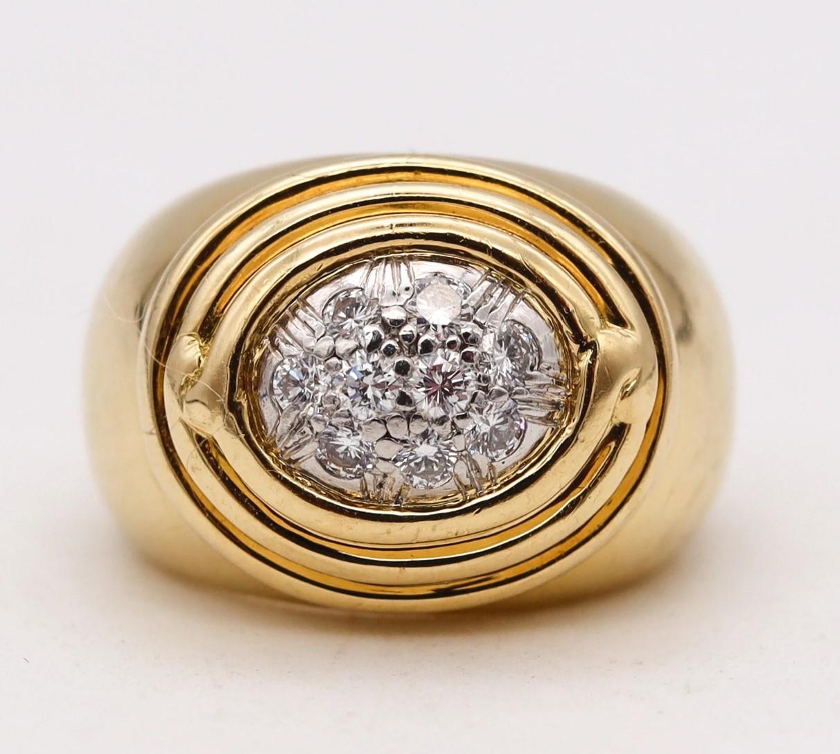 A ring designed by Jean Schlumberger for Tiffany & Co.

Elegant piece, created in New York city by Jean Schlumberger at the Tiffany Studios, back in the early 1970's. This rare and unusual ring has been crafted in solid yellow gold of 18 karats with