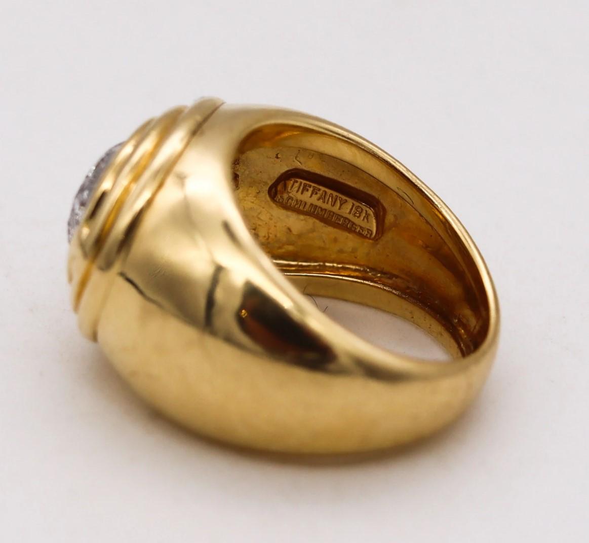Tiffany & Co. 1970 Schlumberger Rare Ring in 18Kt Gold Platinum with VS Diamonds In Excellent Condition In Miami, FL