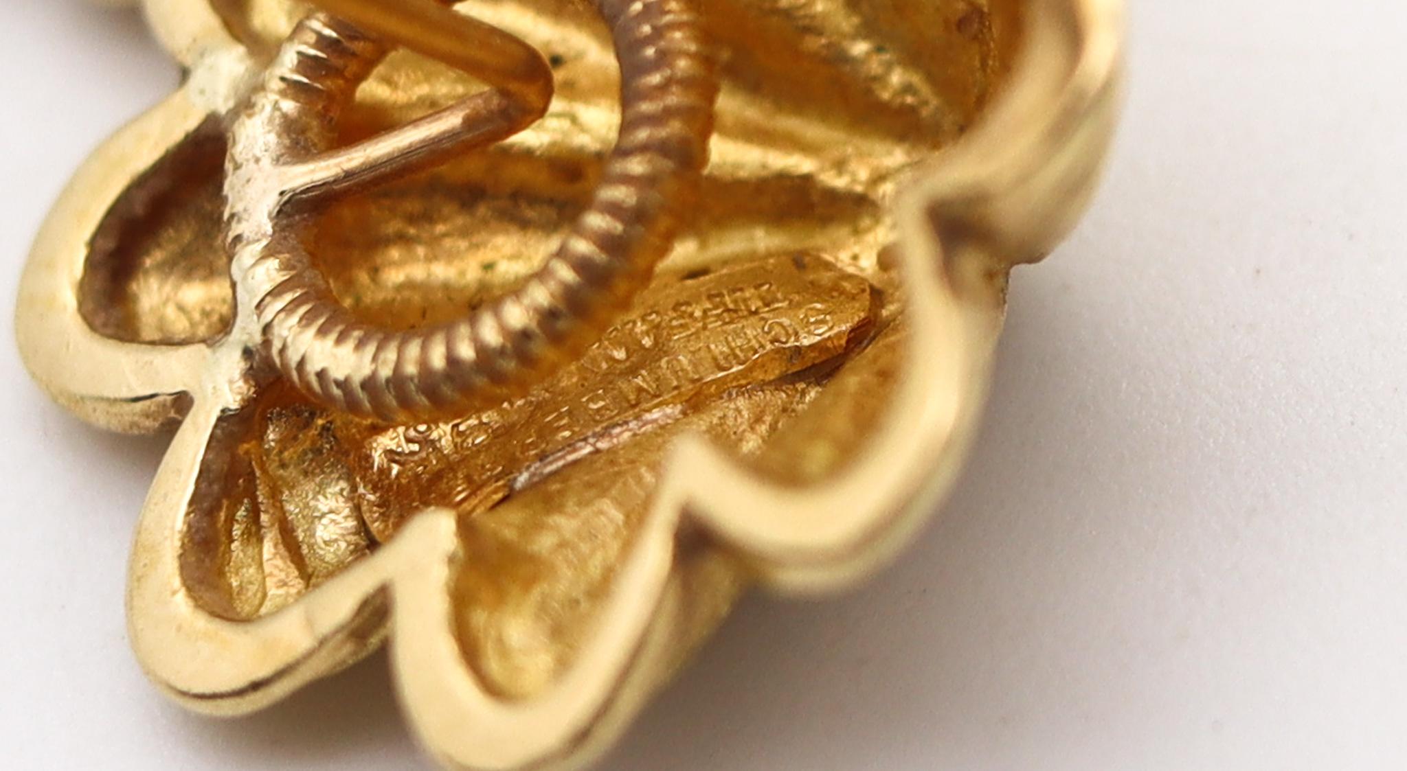 Tiffany & Co. 1970 Schlumberger Clips-Ohrringe aus 18 Karat Gelbgold mit Wellenschliff Damen