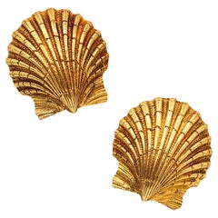 TIFFANY & CO. 1970 Schlumberger Sea Shells Boucles d'oreilles Clips-On en or jaune 18Kt
