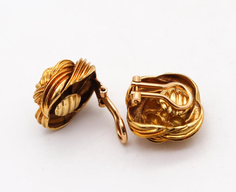 Tiffany Co. 1970 Vintage Celtic Knots Clip Earrings in Textured 18Kt ...