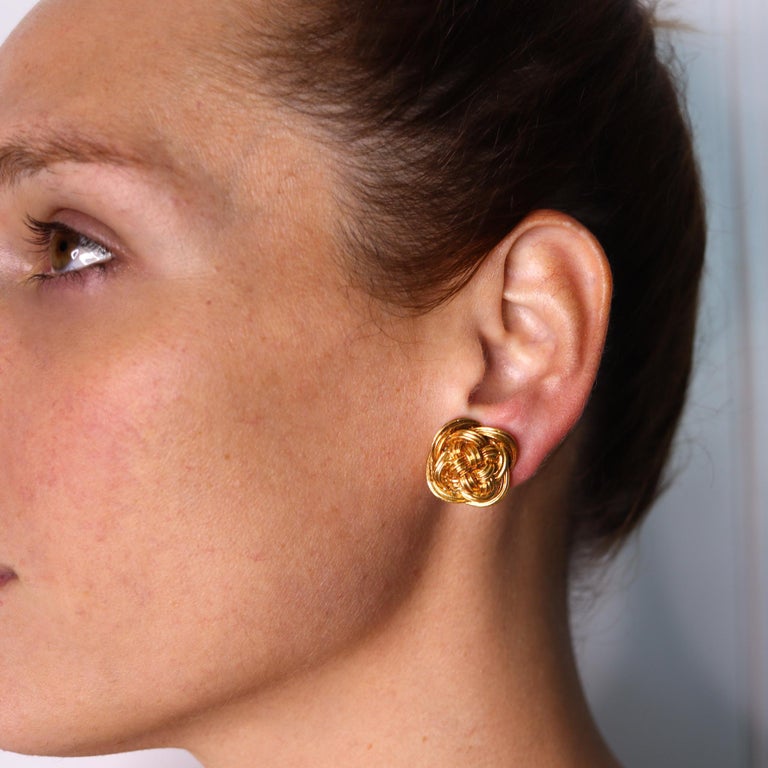 Tiffany Co. 1970 Vintage Celtic Knots Clip Earrings in Textured 18Kt ...