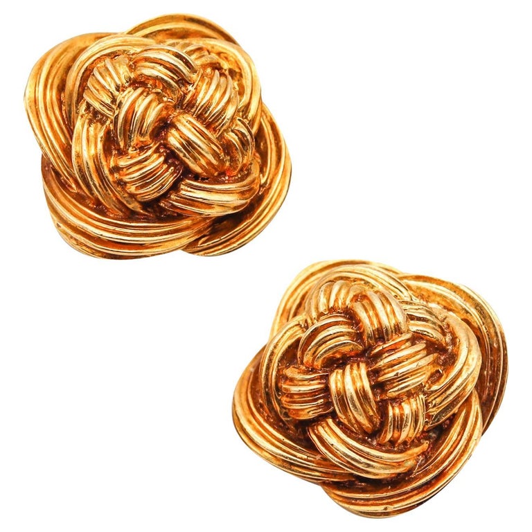 Tiffany Co. 1970 Vintage Celtic Knots Clip Earrings in Textured 18Kt ...