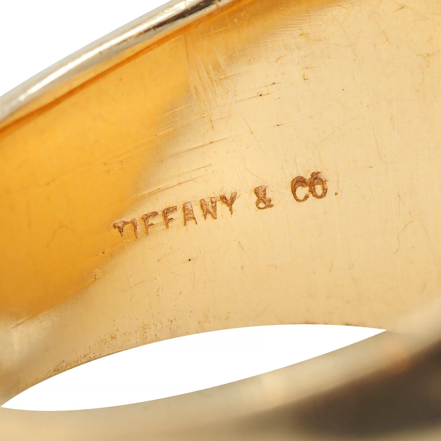 Tiffany & Co. 1970's 14 Karat Yellow Gold TED Unisex Vintage Signet Ring 7