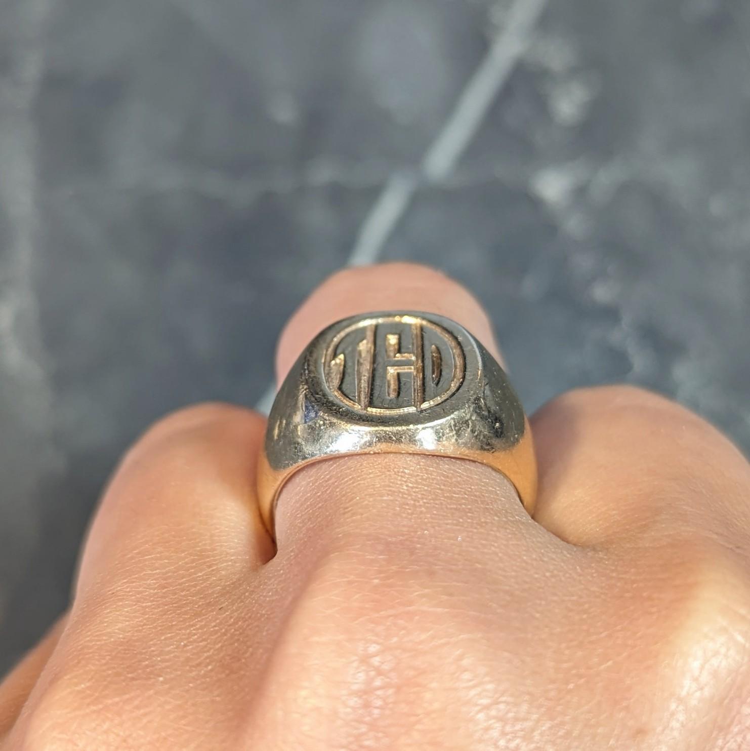 Tiffany & Co. 1970's 14 Karat Yellow Gold TED Unisex Vintage Signet Ring 8
