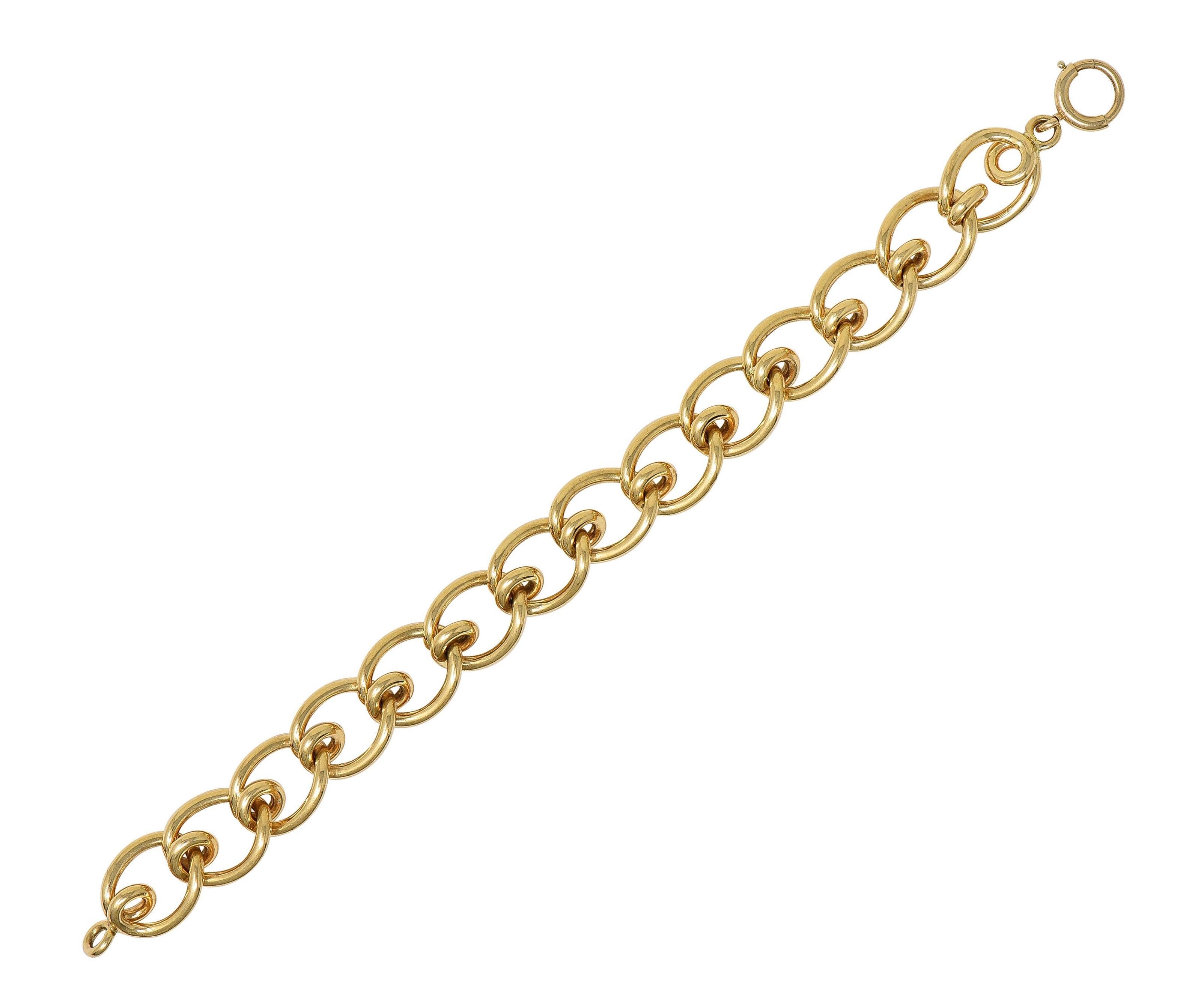 Tiffany & Co. 1980's 14 Karat Yellow Gold Vintage Mousetrap Link Bracelet For Sale 7