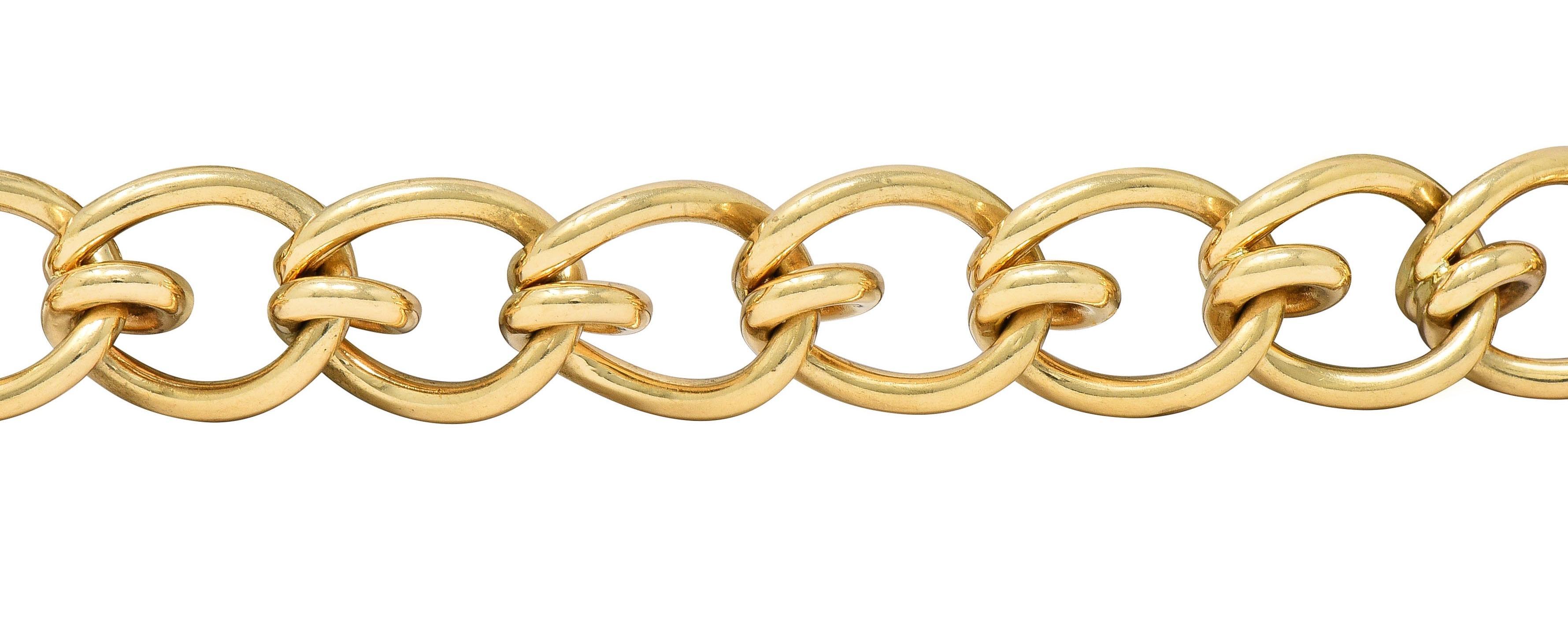 Tiffany & Co. 1980's 14 Karat Yellow Gold Vintage Mousetrap Link Bracelet For Sale 2
