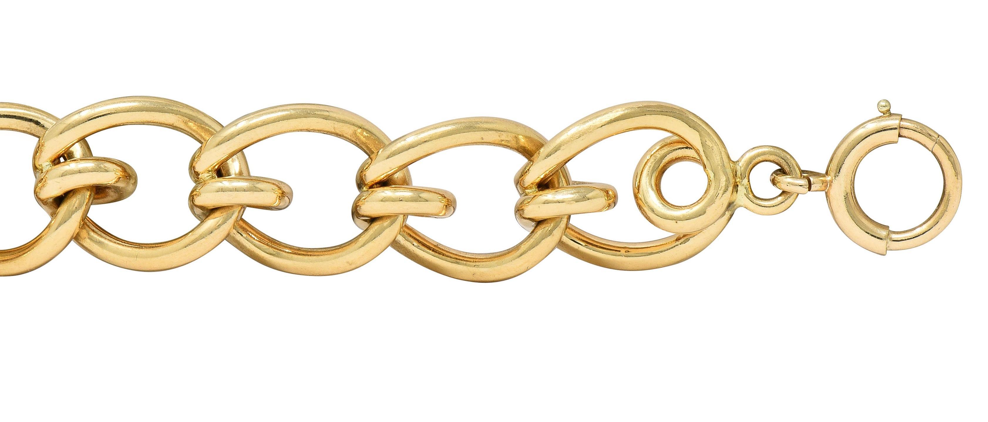Tiffany & Co. 1980's 14 Karat Yellow Gold Vintage Mousetrap Link Bracelet For Sale 3