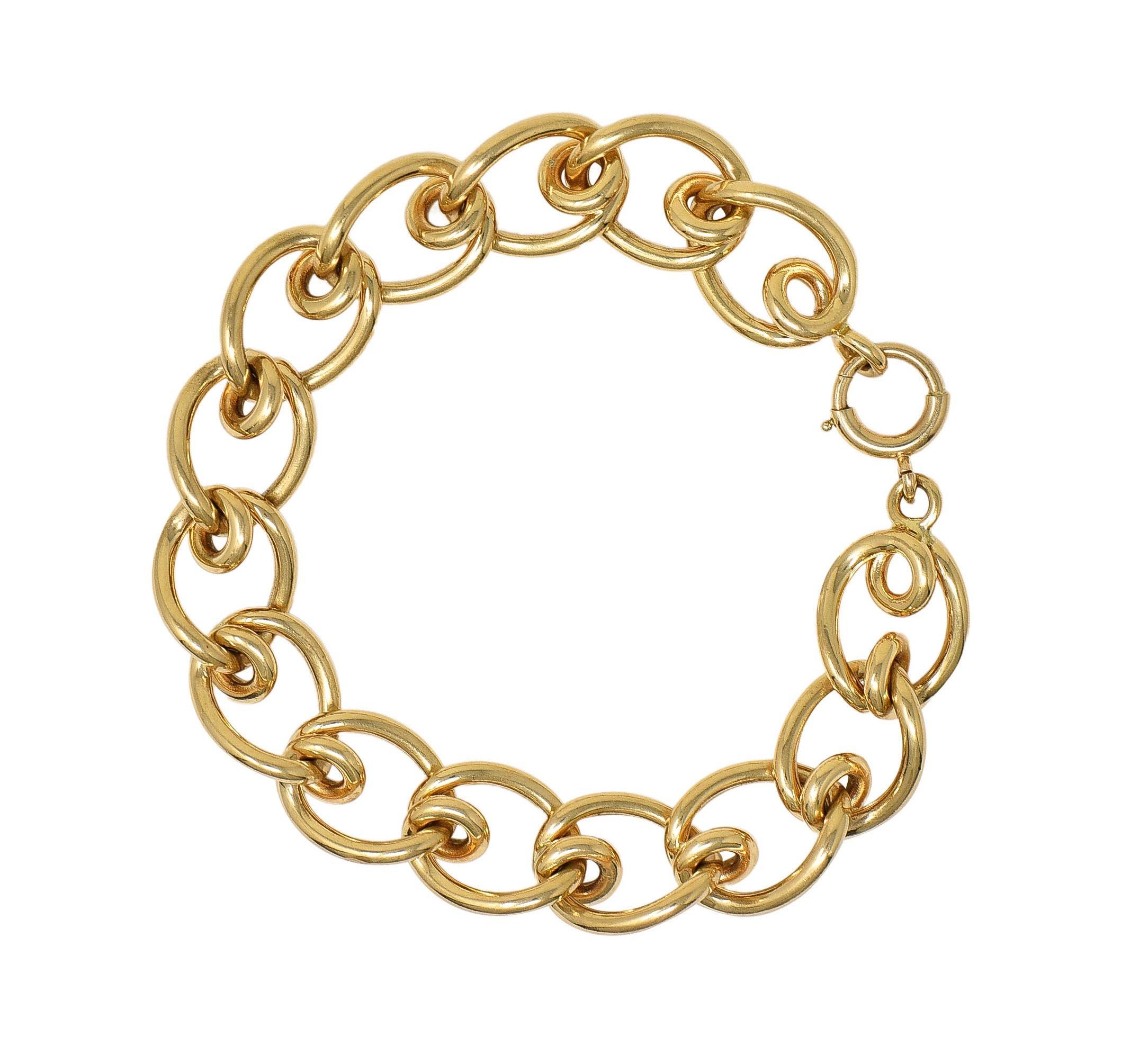 Tiffany & Co. 1980's 14 Karat Yellow Gold Vintage Mousetrap Link Bracelet For Sale 4