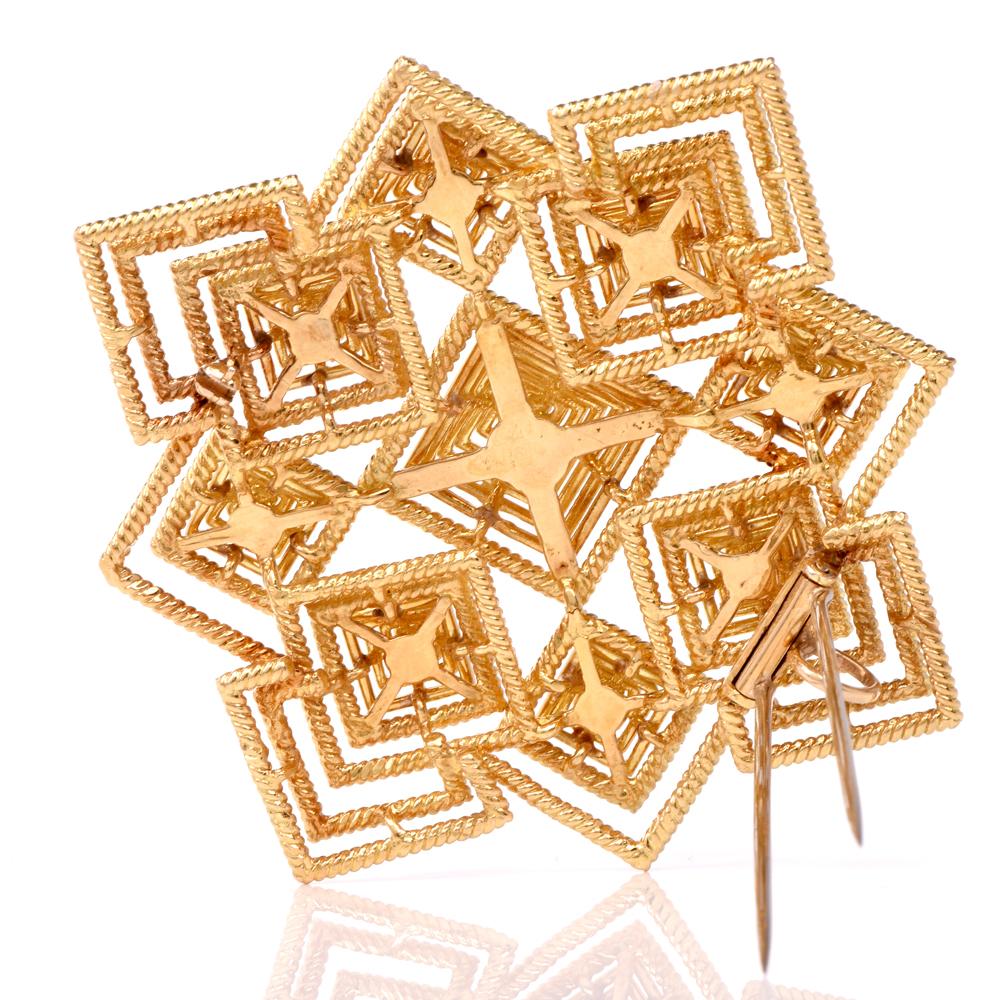 Tiffany & Co. 1970s 18 Karat Gold Pyramidal Lapel Pin Brooch Pendant 1