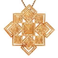 Tiffany & Co. 1970s 18 Karat Gold Pyramidal Lapel Pin Brooch Pendant