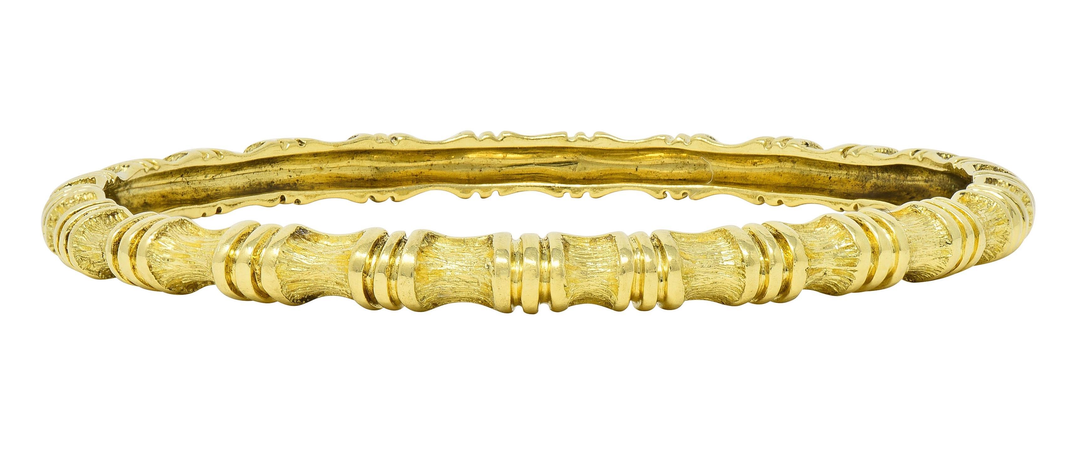 Tiffany & Co. 1970's 18 Karat Yellow Gold Vintage Bamboo Bangle Bracelet In Excellent Condition For Sale In Philadelphia, PA