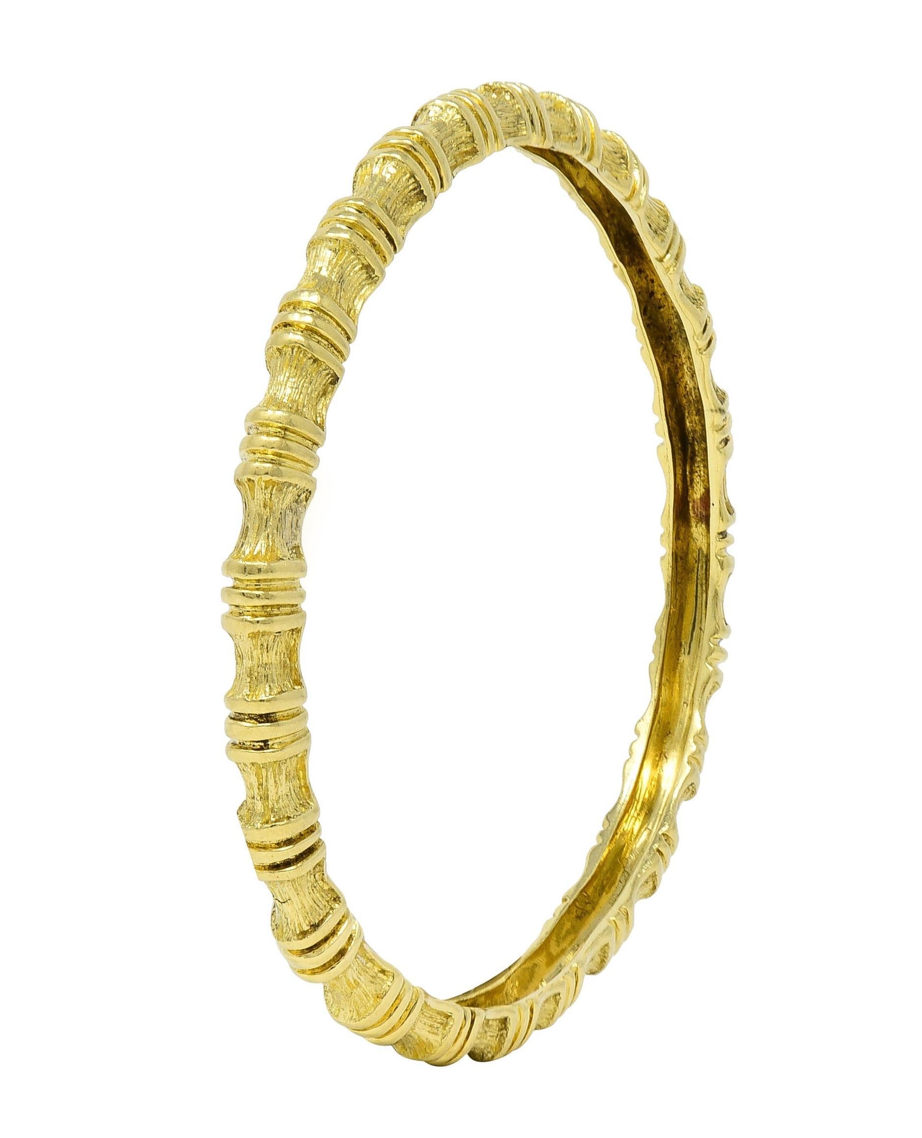 Women's or Men's Tiffany & Co. 1970's 18 Karat Yellow Gold Vintage Bamboo Bangle Bracelet For Sale