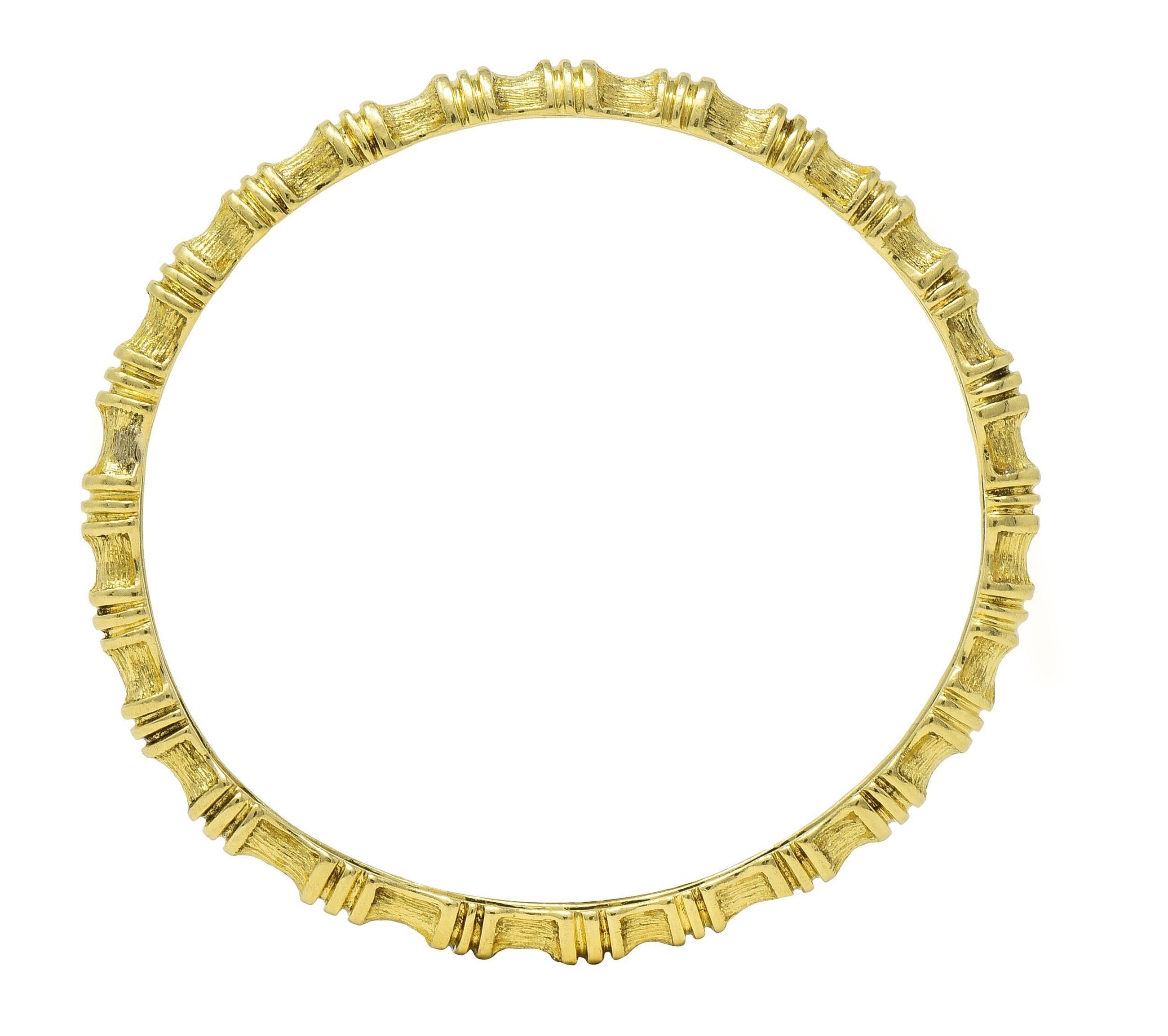 Tiffany & Co. 1970's 18 Karat Yellow Gold Vintage Bamboo Bangle Bracelet For Sale 2