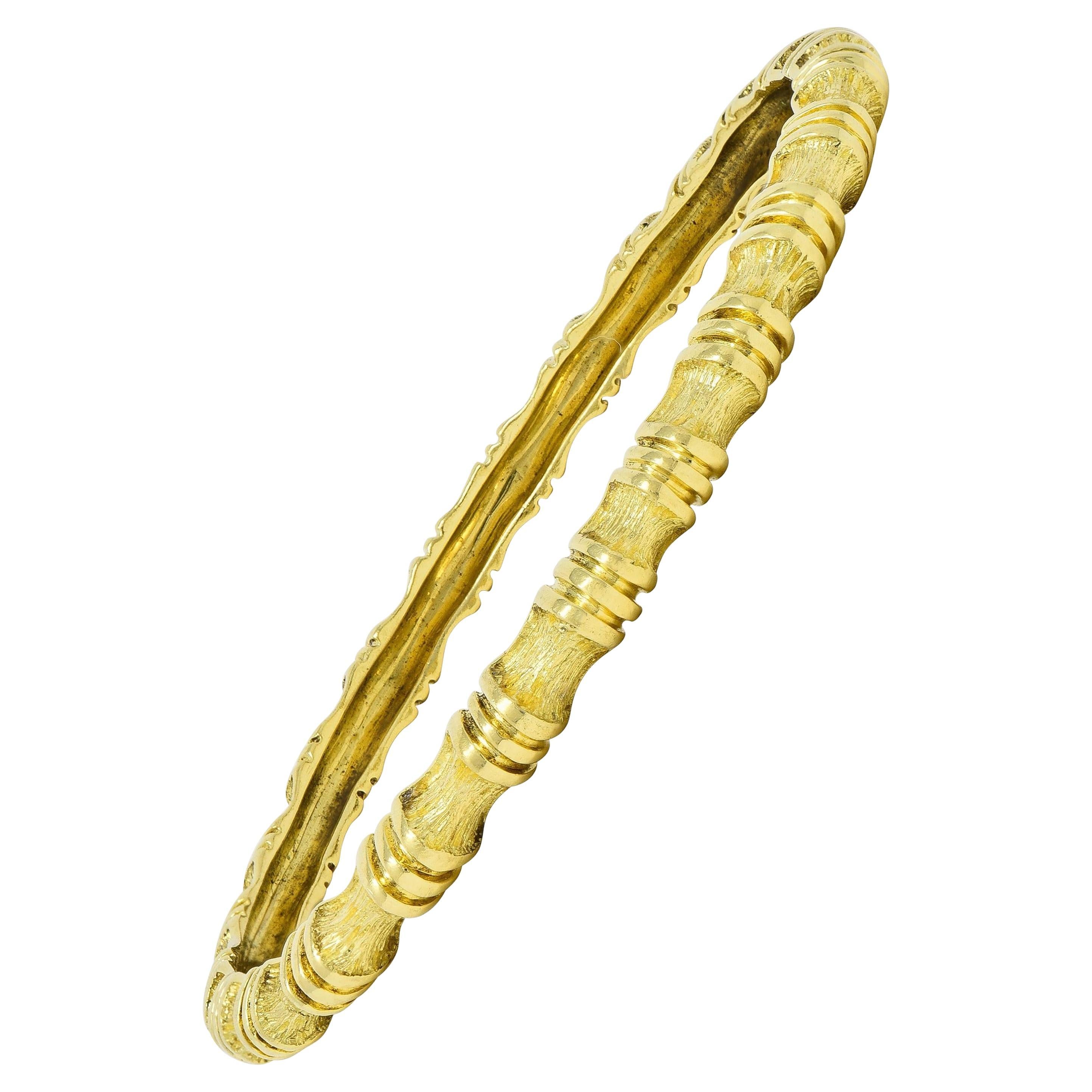 Tiffany & Co. 1970's 18 Karat Yellow Gold Vintage Bamboo Bangle Bracelet