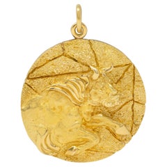 Tiffany & Co. 1970's 18K Gold Vintage Taurus Zodiac Medallion Pendant