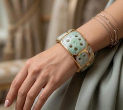 TIFFANY & CO. 1970s Angela Cummings Lotus Root Bangle In 18Kt Jade