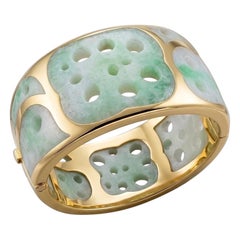 TIFFANY & CO. 1970s Angela Cummings Lotus Root Bangle In 18Kt Jade