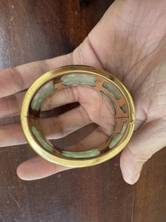 TIFFANY & CO. 1970s Angela Cummings Lotus Root Bangle In 18Kt Jade Vintage