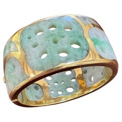 TIFFANY & CO. 1970 Angela Cummings Bangle con radice di loto in giada 18Kt Vintage