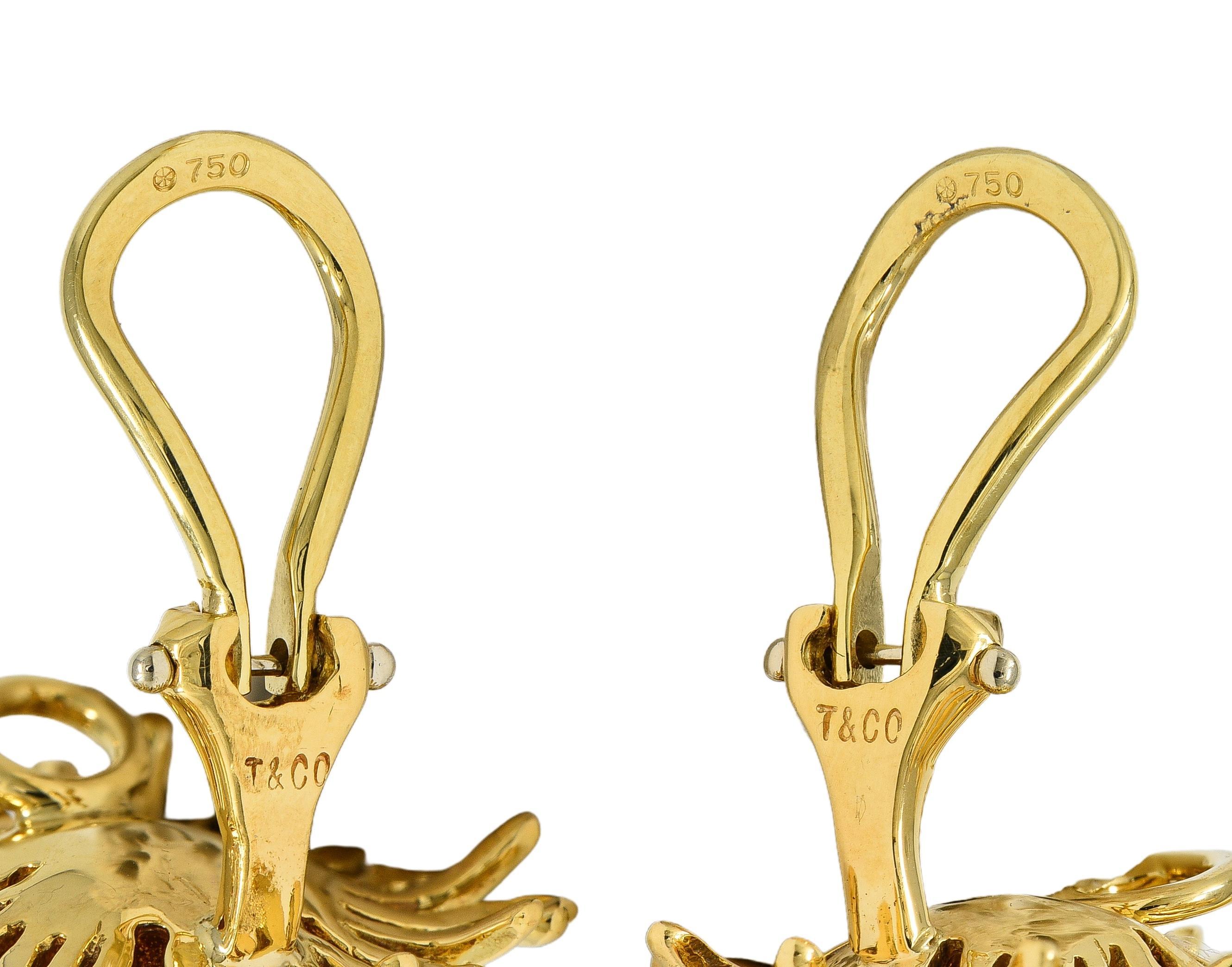 Tiffany & Co. 1970er Jahre Diamant 18K Gold Vintage Anemone Ohr-Clip Ohrringe im Angebot 2