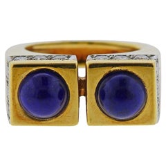 Tiffany & Co. 1970s Gold Lapis Diamond Ring