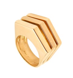 TIFFANY & CO. 1973 par Don Berg, bague sculpturale géométrique en or jaune 18 carats