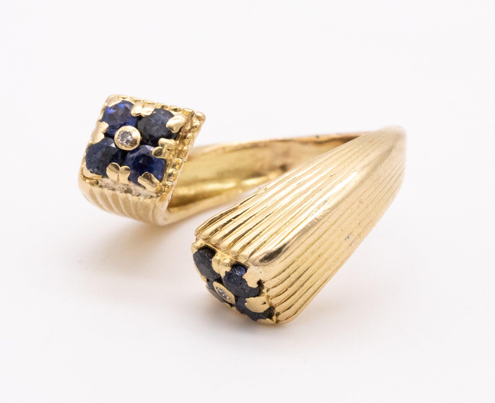 Women's TIFFANY & CO.  1973 Donald Claflin Toi Et Moi Ring 18Kt With Sapphire & Diamonds