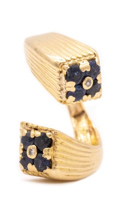 TIFFANY & CO. 1973 Donald Claflin Toi Et Moi Ring 18Kt With Sapphire & Diamonds