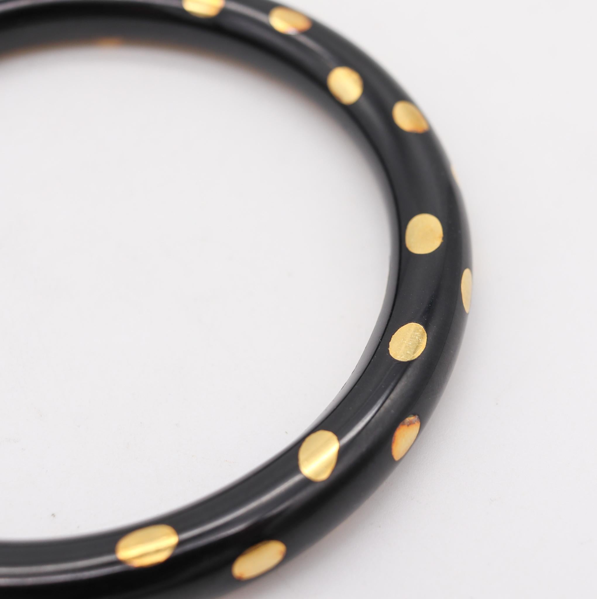 Tiffany & Co. 1975 Angela Cummings Black Jade Bangle with 18kt Yellow Gold Dots In Excellent Condition In Miami, FL