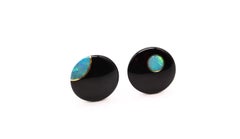 Tiffany & Co. 1975 Angela Cummings Large Lentil Earrings 18Kt Gold Black Jade