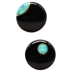 Tiffany & Co. 1975 Angela Cummings Large Lentil Earrings 18Kt Gold Black Jade