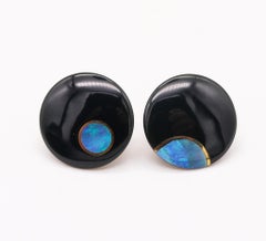 Tiffany & Co. 1975 Angela Cummings Lentils Earrings 18Kt Gold with Black Opal
