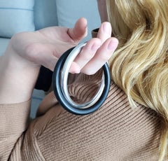 Tiffany & Co. 1975 Elsa Peretti Double Bangles in Sterling Silver and Ebony Wood