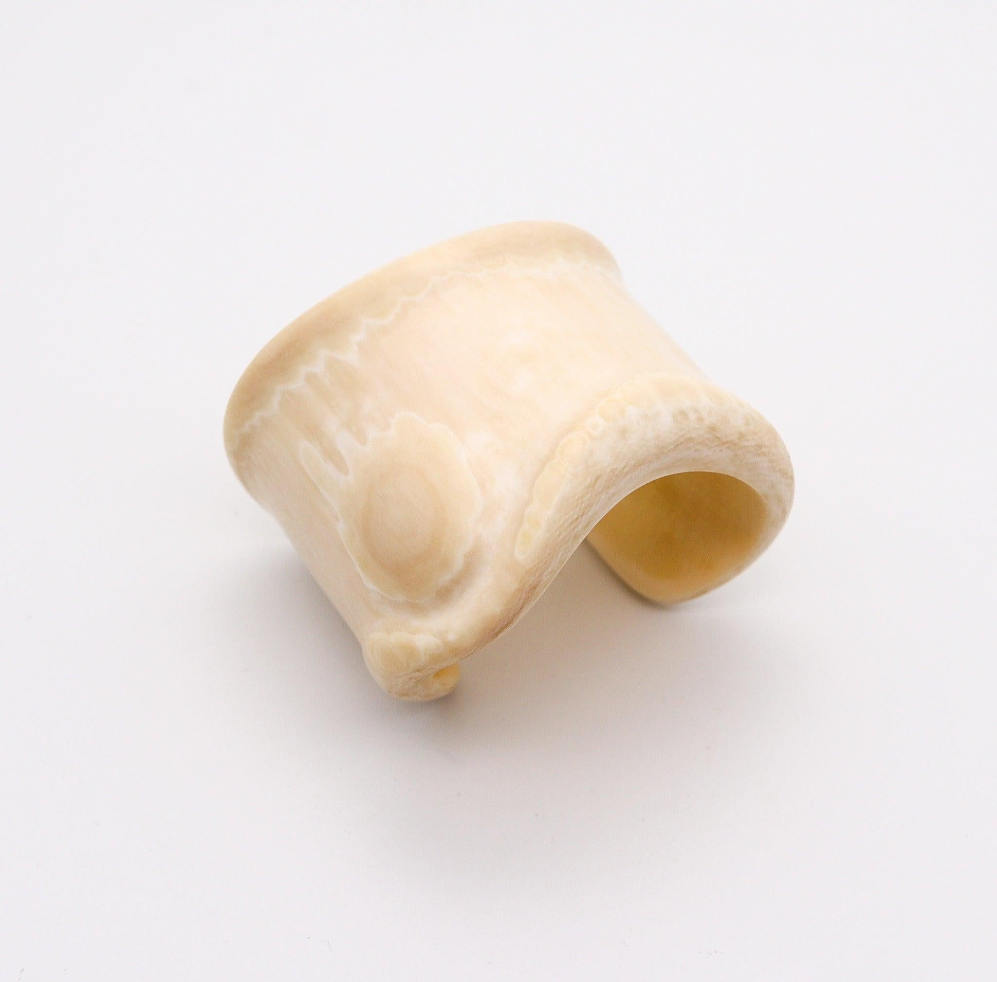 Women's TIFFANY & CO. 1975 Elsa Peretti Rare Prototype Right Bone Cuff Carved In Ivory