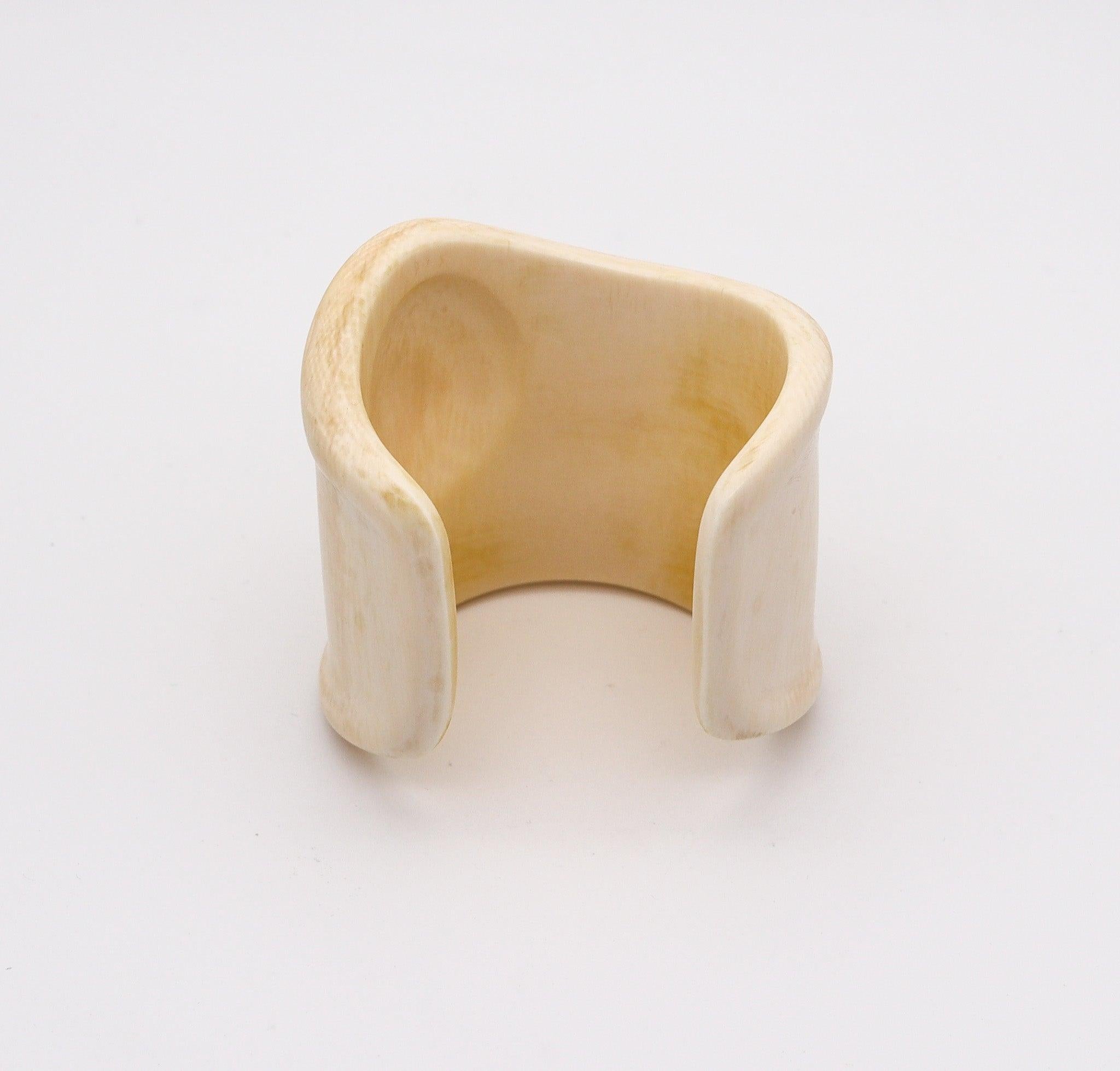 TIFFANY & CO. 1975 Elsa Peretti Rare Prototype Right Bone Cuff Carved In Ivory 1