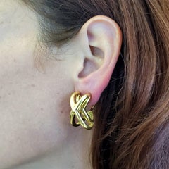 TIFFANY & CO. 1976-77 Donald Claflin Pair Of Crossover Earrings 18Kt Yellow Gold