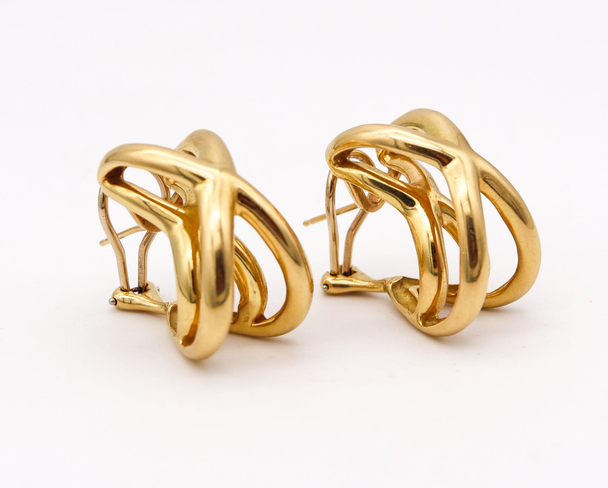 Donna TIFFANY & CO. 1976-77 Donald Claflin - Coppia di orecchini a forma di croce in oro 18Kt in vendita