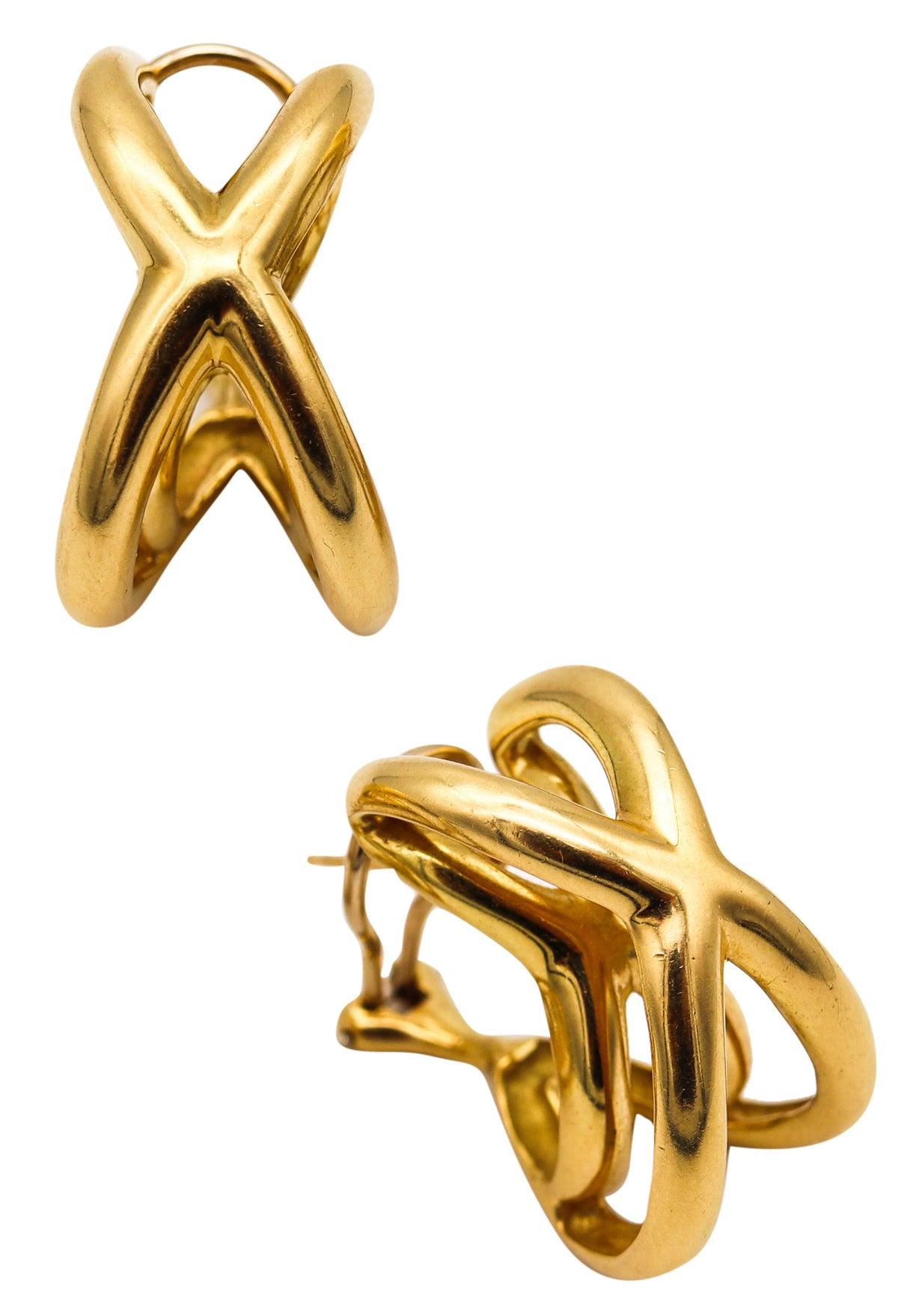 TIFFANY & CO. 1976-77 Donald Claflin - Coppia di orecchini a forma di croce in oro 18Kt in vendita