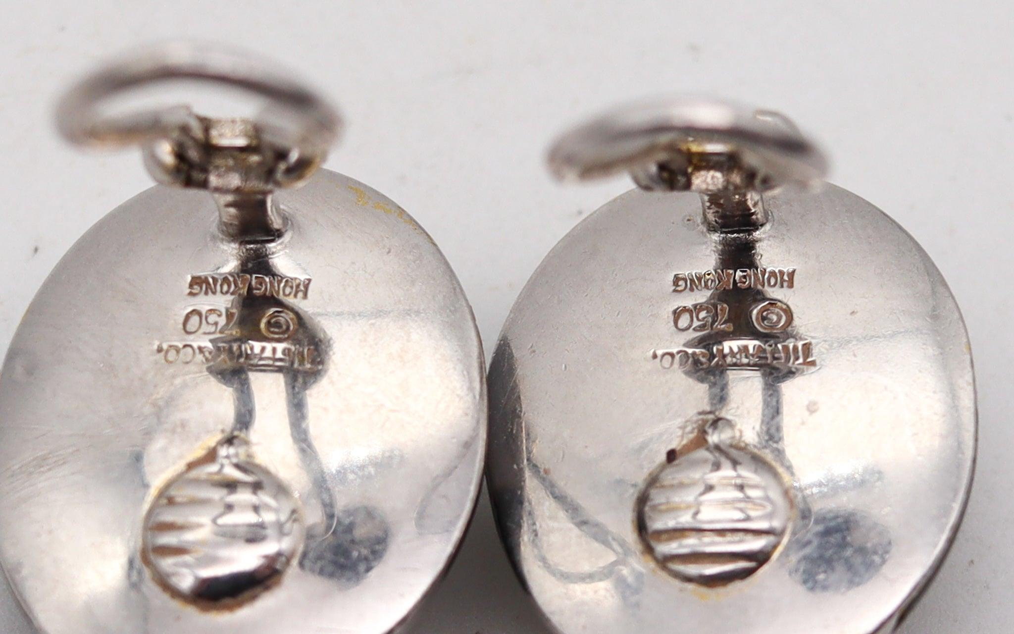 Women's TIFFANY & CO 1976 Angela Cummings Earrings in 18Kt Gold With Inlaid Gemstones For Sale
