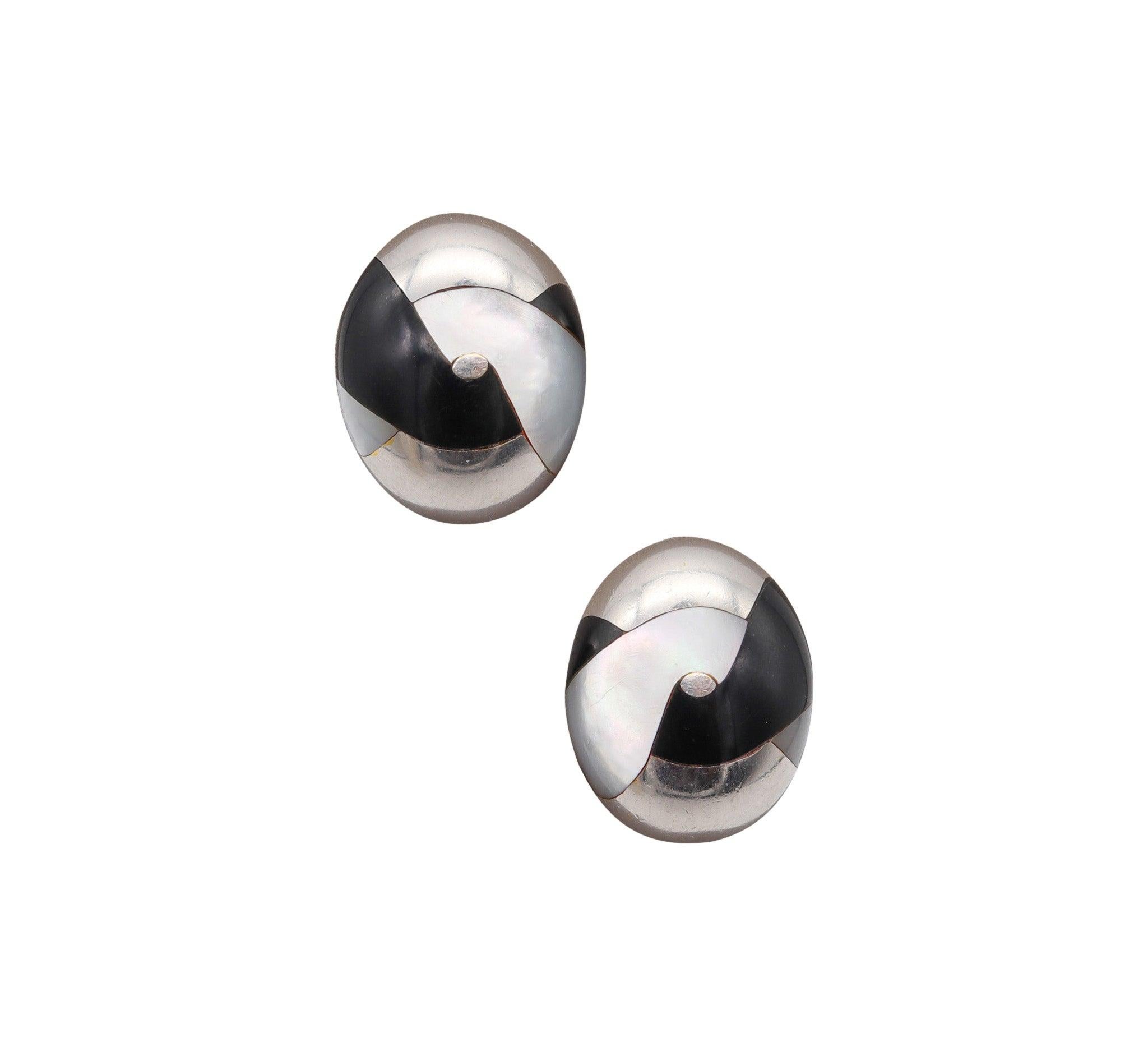 TIFFANY & CO 1976 Angela Cummings Earrings in 18Kt Gold With Inlaid Gemstones For Sale 2