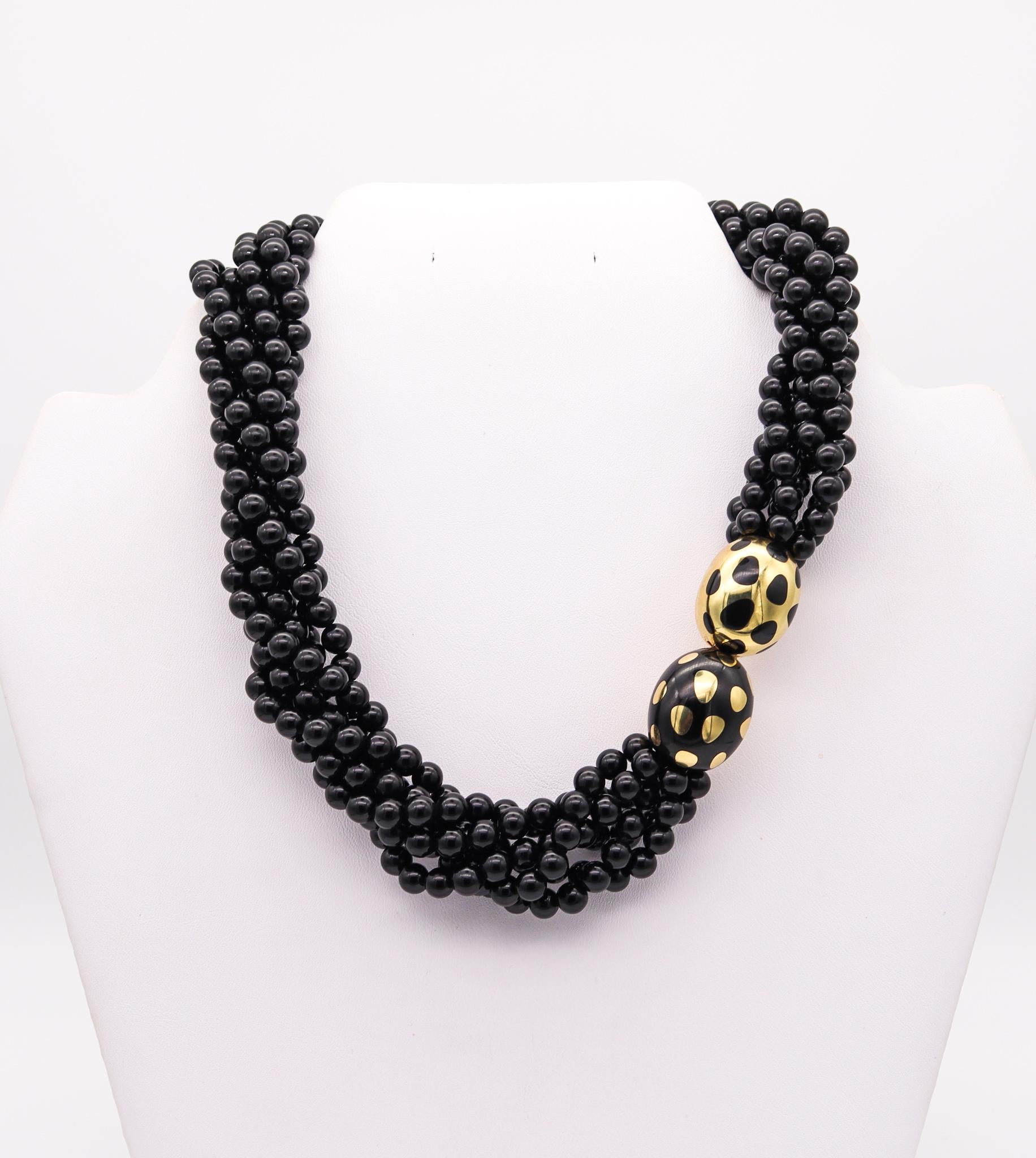 Women's Tiffany & Co 1976 Angela Cummings Polka Dots Necklace in 18Kt Yellow Gold & Jade