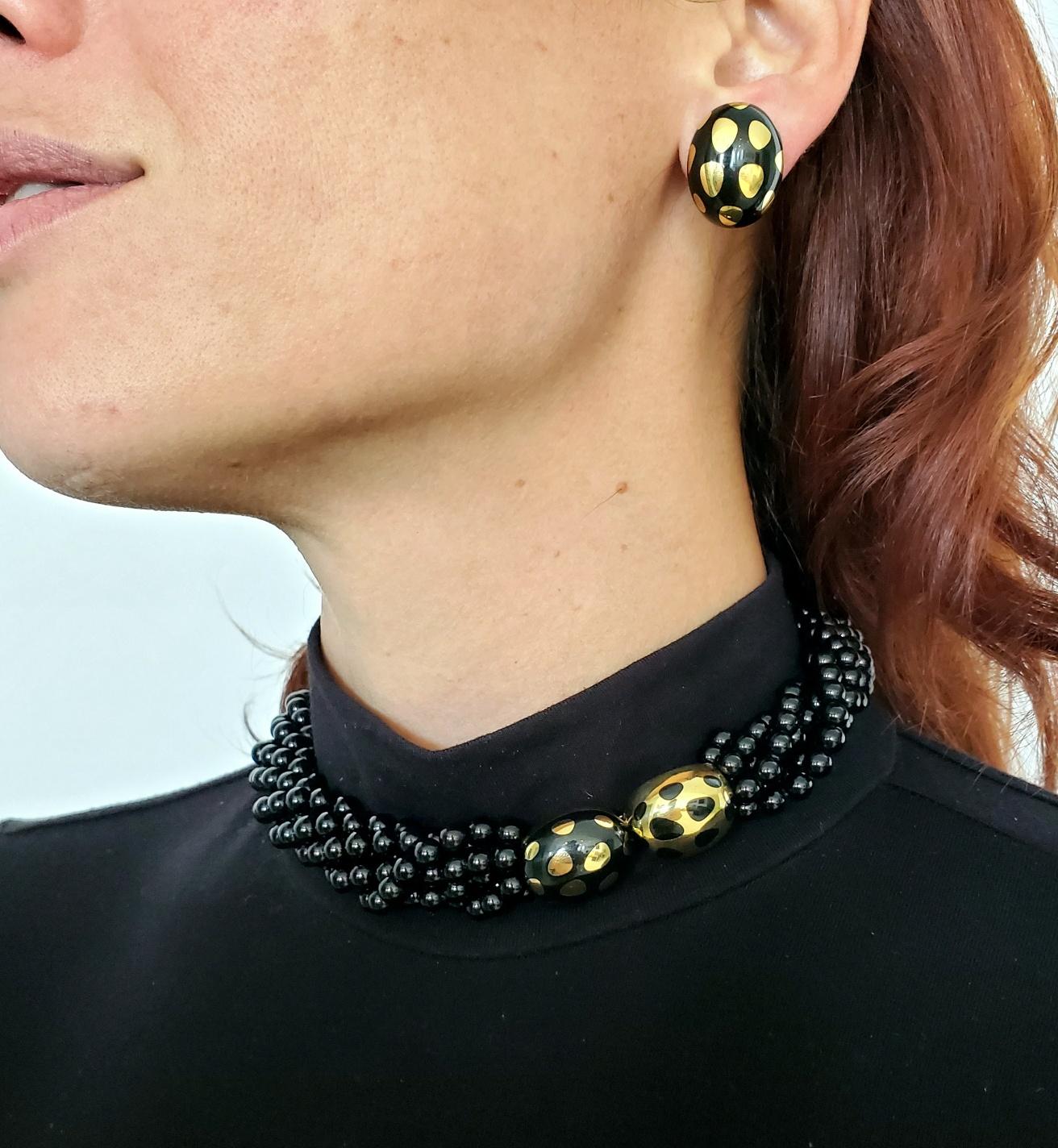 Tiffany & Co 1976 Angela Cummings Polka Dots Necklace in 18Kt Yellow Gold & Jade 2