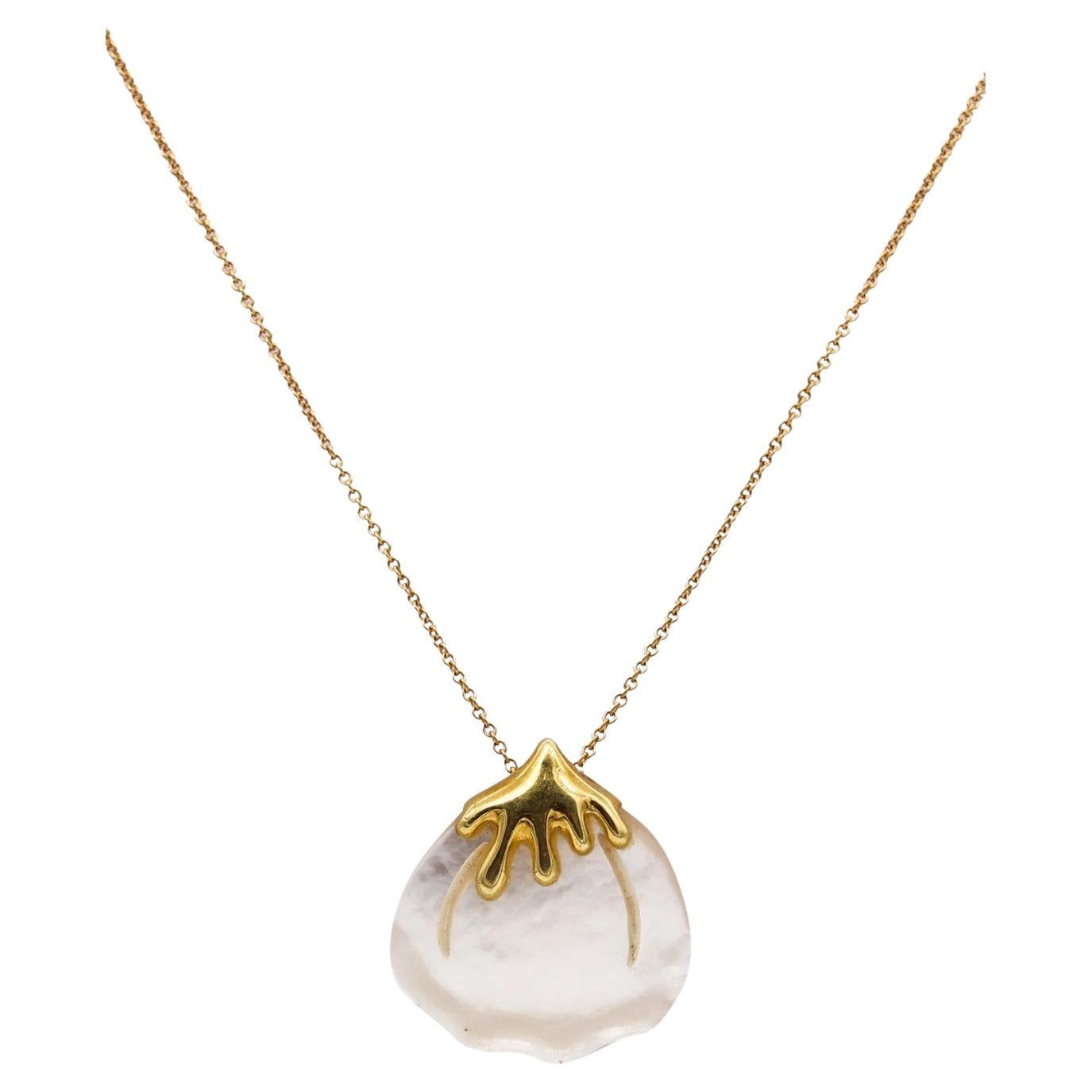 Tiffany & Co 1976 Angela Cummings White Nacre Petal Necklace in 18kt Yellow Gold For Sale