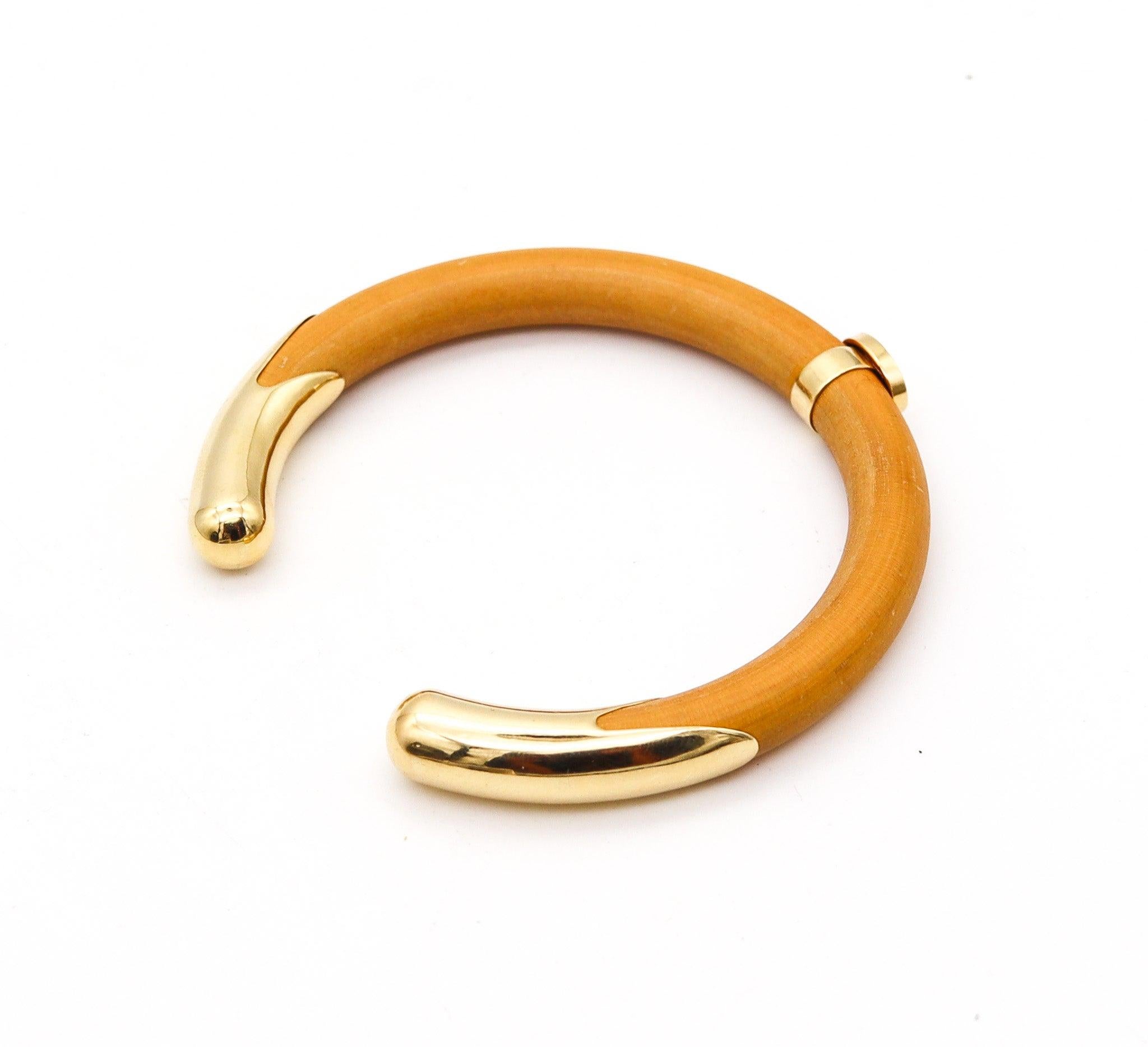 TIFFANY & CO 1976 Elsa Peretti Very Rare Rattan Cuff Bracelet With 18Kt Gold 1