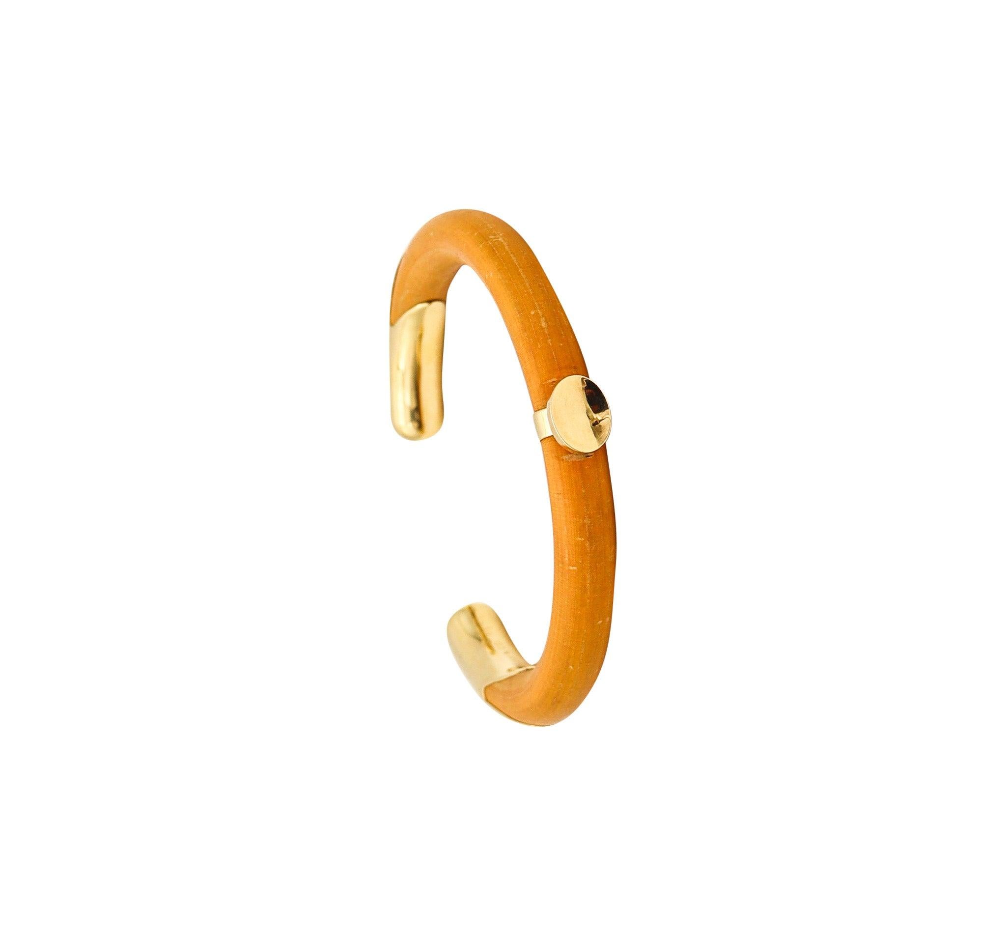 TIFFANY & CO 1976 Elsa Peretti Very Rare Rattan Cuff Bracelet With 18Kt Gold 2