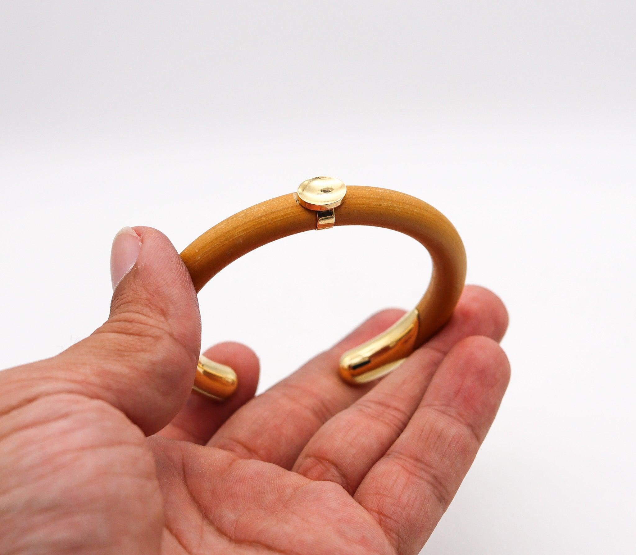 TIFFANY & CO 1976 Elsa Peretti Very Rare Rattan Cuff Bracelet With 18Kt Gold 4