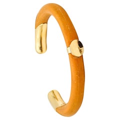 TIFFANY & CO 1976 Elsa Peretti Very Rare Rattan Cuff Bracelet With 18Kt Gold